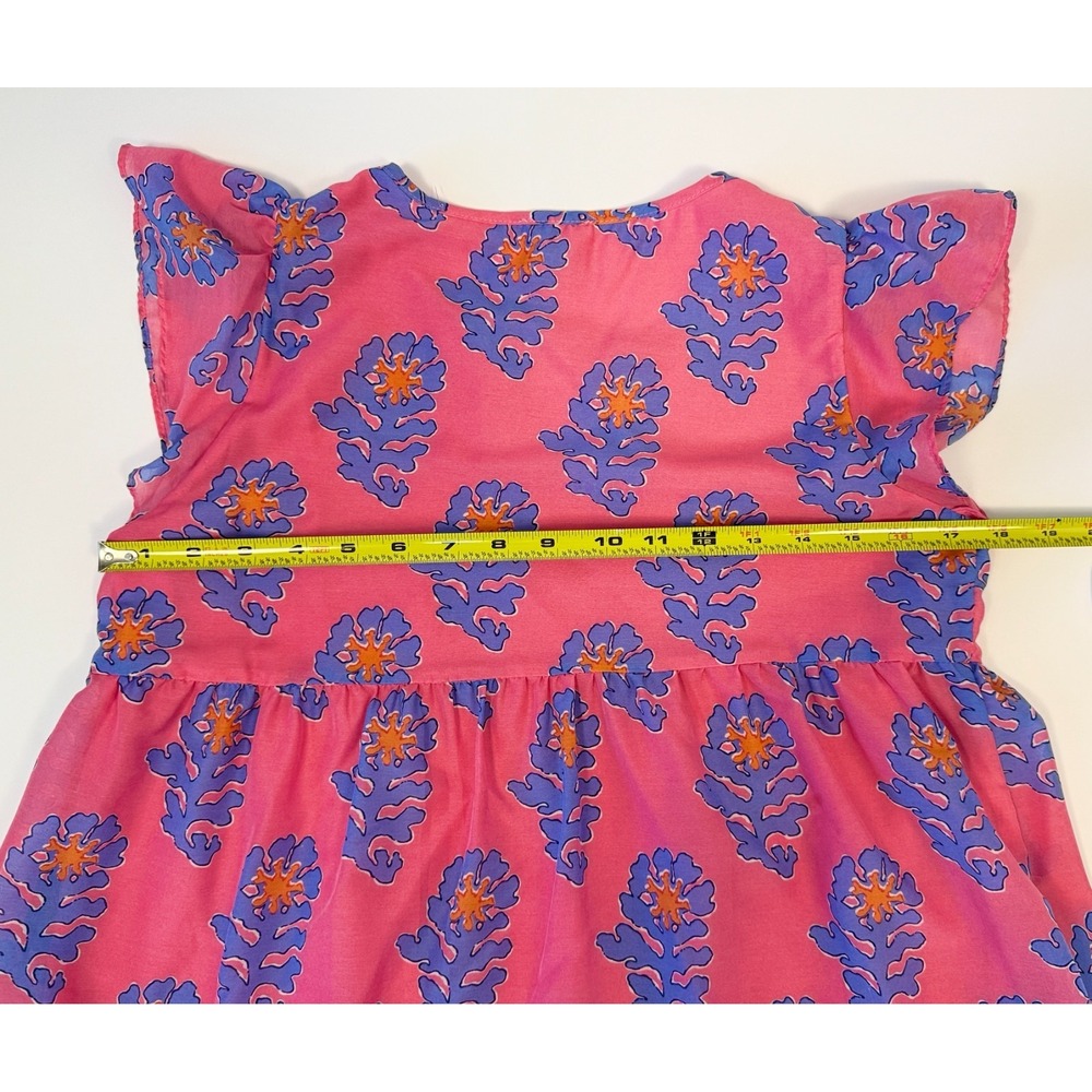 J Marie Piper‎ Ruffle Dress Pink Floral Tiered Mini Size Small Boho Summer - Picture 9 of 16